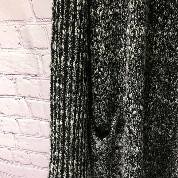 Splendid Open Knit Black White Texture Cardigan Faux Leather Trim Shawl Collar S - Picture 11 of 13